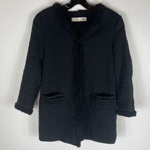 Dex The Suit Shop Boucle Lined Jacket Coat Black Women's Size Small